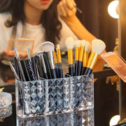 3-Slots Acrylic Diamond Design Brush Holder | Clear Brush Holder