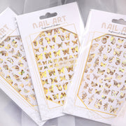 3D Holographic Butterfly Nail Stickers Gold & Silver Nail Art