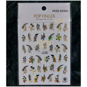 3D Pop Finger Nail Art Sticker | CJ-030 Black Gold Nail Stickers