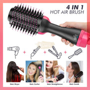4-in-1 Hot Air Brush Hair Dryer & Styler | Straight Curl Wave Hair Dryer