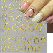 5D Gold Embossed Nail Stickers with Rhinestones nail art decoration