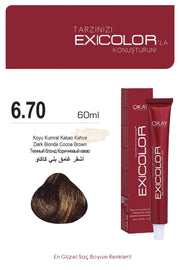 Exicolor 6.70 Dark Blonde Cocoa Brown - Permanent Hair Color Cream Tube 100ml Permanent Hair Color