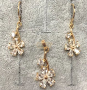 Fashion Jewelry Set Earrings + Pendant with White Stones Flower Shaped 7 Fashion Jewelry
