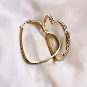 Gold Crystal Heart Hoop Earrings Stainless Steel Fashion Jewelry
