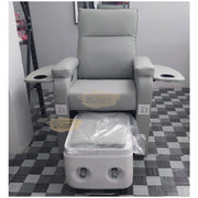Grey Electric Spa Recliner Chair with Pull-Out Foot Tub Manicure Trays & USB Ports Pedicure Chair