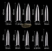 Half Cover Long Stiletto Nail Tips Clear 600 Tips