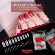 Half Cover Squoval Nail Tips Natural 500 Tips Nail Tips