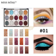 Miss Rose 15-Color Glitter Eyeshadow Palette 7001-080M01 Eyeshadow Palette