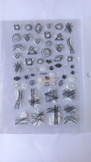 Nail Art Stickers - F659 Black & White Nail Stickers