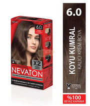 Nevaton Permanent Hair Color Cream Set (2 Tubes + Oxidation) - 6.0 Dark Blonde Hair Color