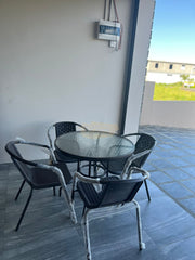 Round Textured Glass Top 4-Person Dining Set - 80 cm Outdoor Furniture Set