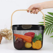 Wire Mesh Steel Basket with Handle | Small | Black | 25*25*18 cm Basket