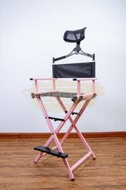 Foldable Makeup Artist Director's Chair with Headrest | Pink