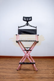 Foldable Makeup Artist Director's Chair with Headrest | Pink