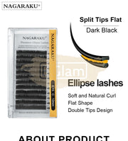 NAGARAKU Faux Mink Premium Matte Ellipse Flat Eyelash Extensions - D Curl Mixed Length 8-15mm