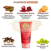 Inatur Face Scrub 150g - Pomegranate - Unclogs pores, nourishes and rejuvenates the skin