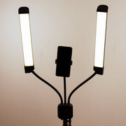 Double Arms Dimmable LED Cosmetic Lamp with Phone Clip & Tripod