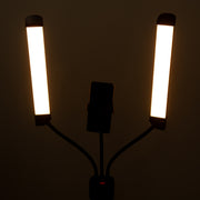 Double Arms Dimmable LED Cosmetic Lamp with Phone Clip & Tripod