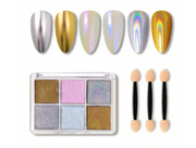 6 Colors Magic Aurora Nail Powder with 3 Applicators | 004