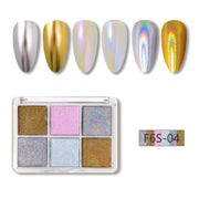 6 Colors Magic Aurora Nail Powder with 3 Applicators | 004