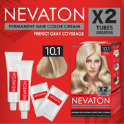 Nevaton Permanent Hair Color Cream Set (2 Tubes+Oxidation) - 10.1 Ash Platinum