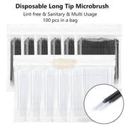 100 pcs Long Tip Disposable Micro Brushes Applicators | Black Micro Brushes
