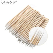 100 pcs Wooden Micro Cotton Brushes Lint-Free Swab Eyelash Extension Tool Cotton Swab