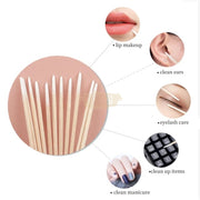 100 pcs Wooden Micro Cotton Brushes Lint-Free Swab Eyelash Extension Tool Cotton Swab