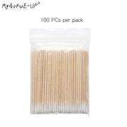 100 pcs Wooden Micro Cotton Brushes Lint-Free Swab Eyelash Extension Tool 7cm Cotton Swab