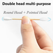 100pcs 2-in-1 Pointed & Rounded Cotton Buds | Precision Swab Bamboo Cotton Swabs