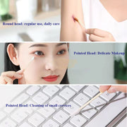100pcs 2-in-1 Pointed & Rounded Cotton Buds | Precision Swab Bamboo Cotton Swabs
