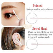 Pointed + Spiral Head Tip Cotton Swabs Bamboo Cotton Swabs