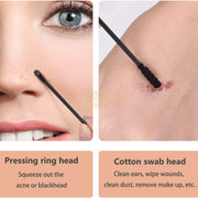 10pcs Double-Sided Blackhead Remover & Spiral Ribbed Cotton Swab Individually Wrapped Skin Care Tools
