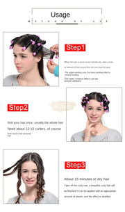 10pcs No Heat Hair Perm Rods With Elastic Rubber Band | 2*8.3cm Hair Rollers