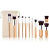 11pcs Natural Bamboo Handle Makeup Brushes Set with Cotton Bag Natural Bamboo Brush Set