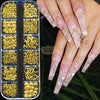12 Grids/Box Metal Rivets Nail Art Charms 3D Sun Moon Stars Gold Gold Metal Studs Box