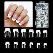 120pcs/Box French Style Square Press On Nails Full Coverage 1 White & Clear Press On Nails