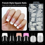 120pcs/Box French Style Square Press On Nails Full Coverage Press On Nails