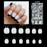 120pcs/Box French Style Square Press On Nails Full Coverage 5 Black & Frosted Press On Nails