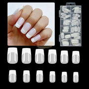 120pcs/Box French Style Square Press On Nails Full Coverage 6 White & Frosted Press On Nails