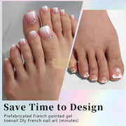 120pcs French Press On Toenails Soft Gel Tips With Design on Glue | Full Cover Press On Toenails