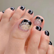 120pcs French Press On Toenails Soft Gel Tips With Design on Glue | Full Cover Press On Toenails