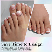 120pcs French Press On Toenails Soft Gel Tips With Design on Glue | Full Cover Press On Toenails
