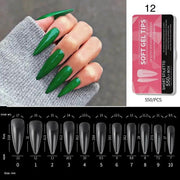 Soft Gel Tips H105-12 | Full Cover | Short Stiletto 550 Tips Pink Box