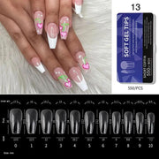 Soft Gel Tips H105-13 | Full Cover | Short Coffin 550 Tips Purple Box