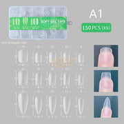 150pcs Green Box Soft Gel Tips Clear | Full Cover | XS Mixed Style Soft Gel Tips