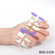 16pcs BSG-0154 Semi-Cured Gel Nail Strips Gel Nail Wraps