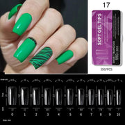 Soft Gel Tips H105-17 | Full Cover | Short Trapezoid 550 Tips Purple Box