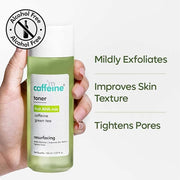 mCaffeine Alcohol Free Green Tea Face Toner for Pore Tightening & Improving Skin Texture | Toner With Fruit-AHA Mix & Caffeine for Glowing Skin | For All Skin Types | 150ml
