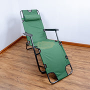 2-in-1 Outdoor Foldable Recliner Chair with Headrest 178*60*79cm Green Outdoor Chair